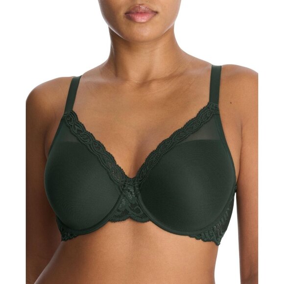NWT Natori Feathers Full Figure Contour Underwire Bra Dark Forest Green 32DD